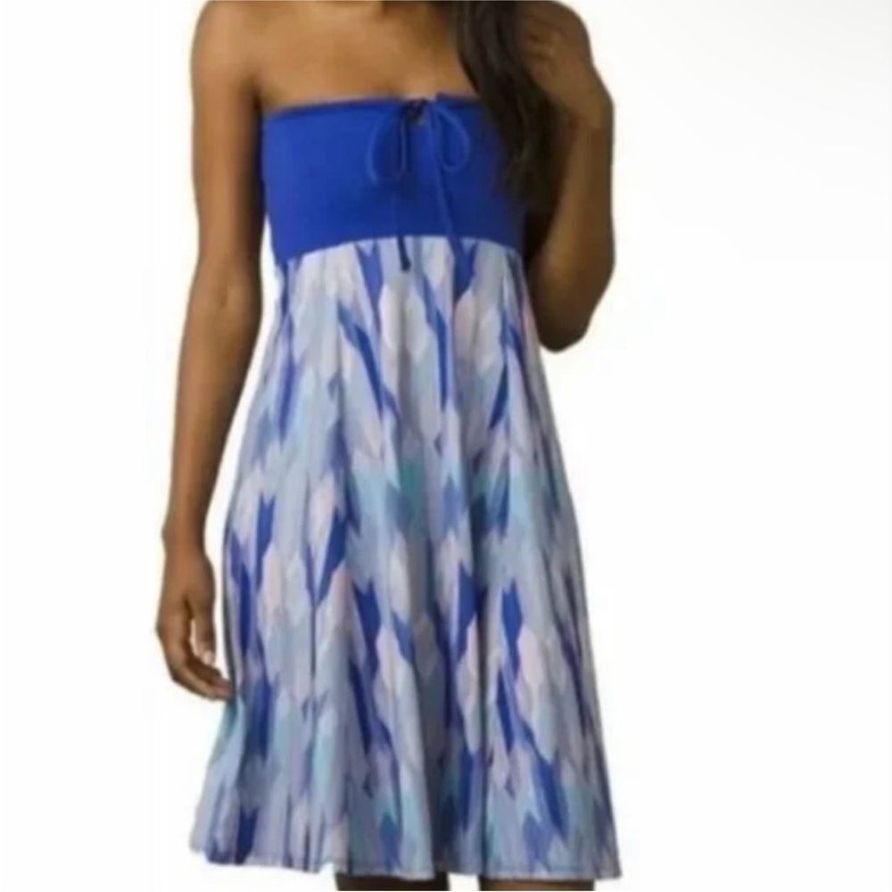 PRANA | Solana Convertible Knee Length Indigo Printed Dress Women’s Size Large